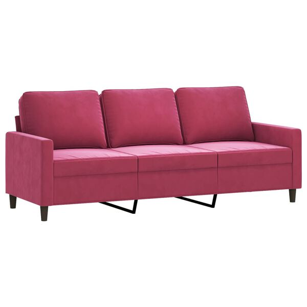vidaXL Canap&eacute; &agrave; 3 places et repose-pieds Rouge bordeaux 180 cm Velours