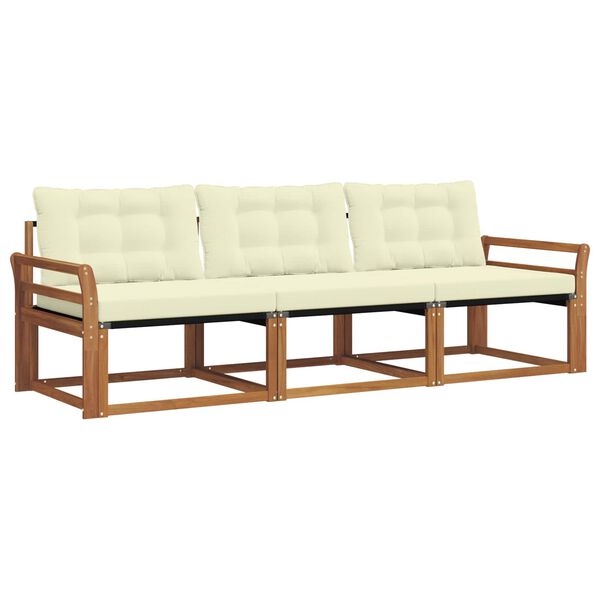 vidaXL Ensemble de canap&eacute;s d'ext&eacute;rieur 3 pcs Naturel et Cr&egrave;me