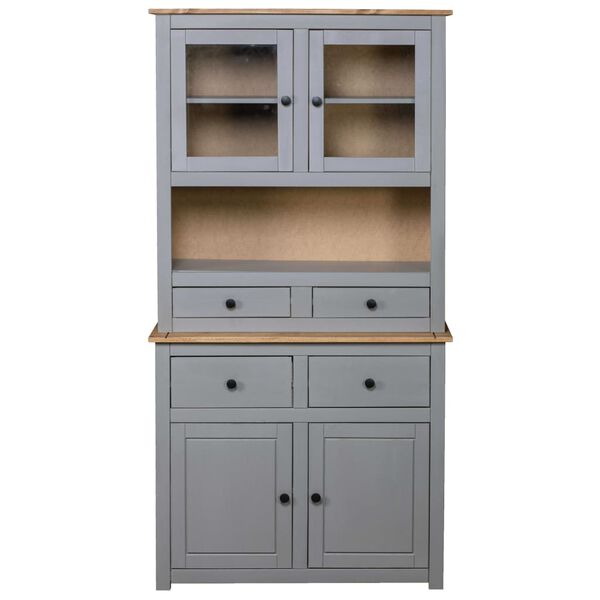 vidaXL Buffet haut Gris 93x40,5x180 cm Pin Gamme Panama