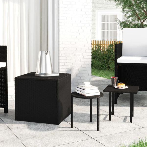 vidaXL Tables d'appoint de jardin 3 pcs noir résine tressée