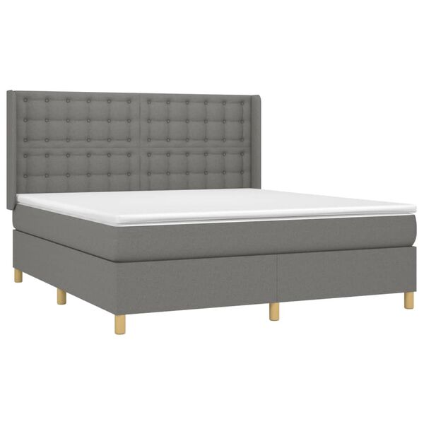 vidaXL Sommier &agrave; lattes de lit avec matelas Gris fonc&eacute; 180x200cm Tissu