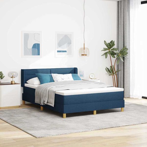 vidaXL Lit &agrave; ressorts avec matelas Bleu 190 x 140 cm Polyester