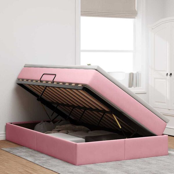 vidaXL Lit avec rangement et matelas Rose 120 x 200 cm Velours
