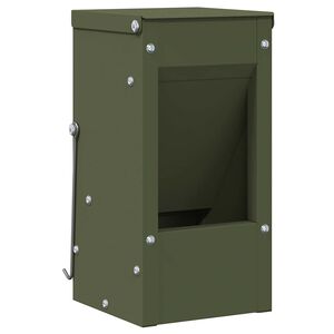 vidaXL Distributeur pour lapins Vert olive 12,5 x 12,5 x 25 cm 1,5 kg