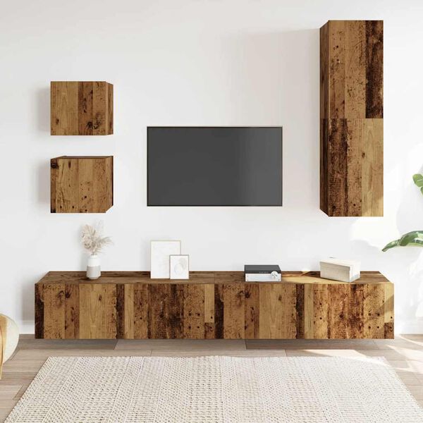 vidaXL Ensemble de meuble TV mural 5 pcs vieux bois bois d'ingénierie