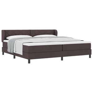 vidaXL Lit &agrave; ressorts avec matelas Marron fonc&eacute; 200 x 200 cm tissu