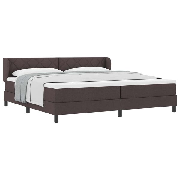 vidaXL Lit &agrave; ressorts avec matelas Marron fonc&eacute; 200 x 200 cm tissu