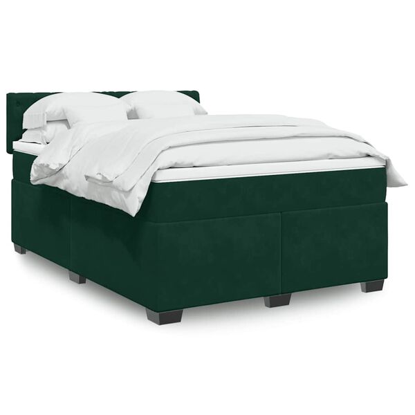 vidaXL Sommier &agrave; lattes de lit et matelas Vert fonc&eacute; 140x190cm Velours