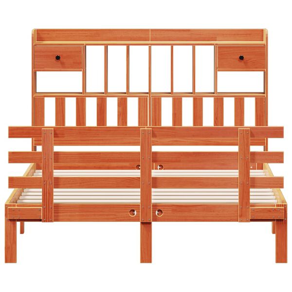 vidaXL Lit biblioth&egrave;que sans matelas cire marron 150x200 cm pin massif