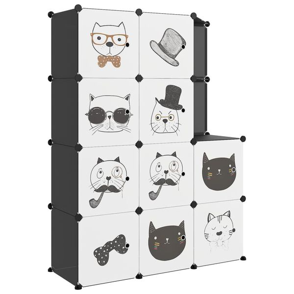 vidaXL Armoire de rangement pour enfants avec 10 cubes Noir PP