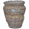 vidaXL Panier de Plante avec stockage 2 pcs Gris Rattan Lacak