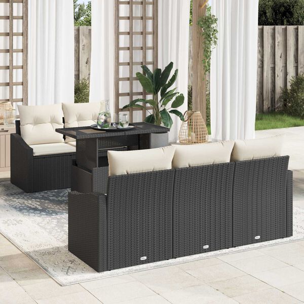 vidaXL Ensemble de canapé de jardin 6 pcs Noir Poly rotin