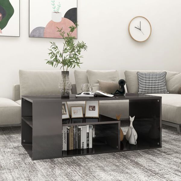 vidaXL Table basse gris brillant 100x50x40 cm bois d'ingénierie