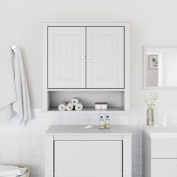 vidaXL Armoire murale de salle de bain BERG blanc bois massif