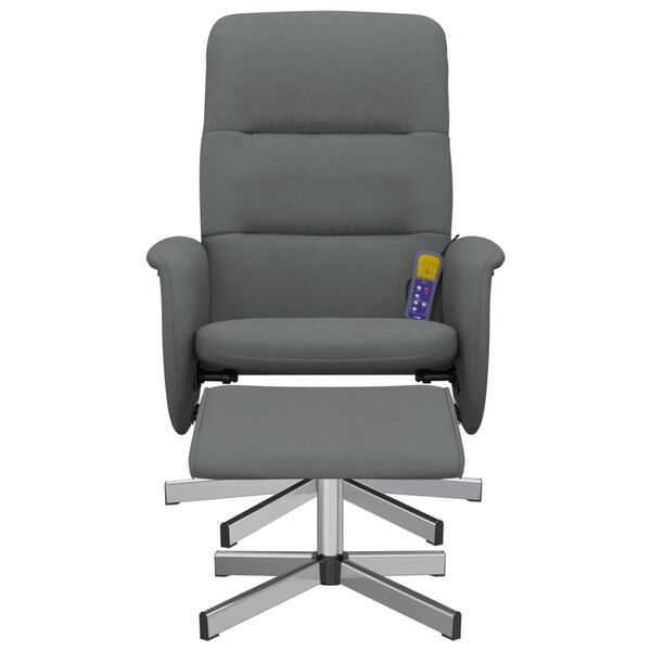 vidaXL Fauteuil de massage inclinable et repose-pieds gris foncé tissu