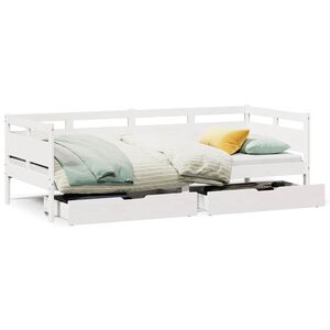 vidaXL Lit de jour et tiroirs sans matelas blanc 90x200 cm bois massif