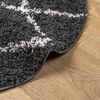 vidaXL Tapis shaggy &agrave; poils longs moderne noir et cr&egrave;me &Oslash; 120 cm