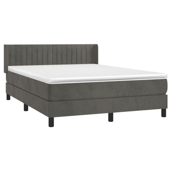 vidaXL Sommier &agrave; lattes de lit et matelas Gris fonc&eacute; 200x200cm Velours