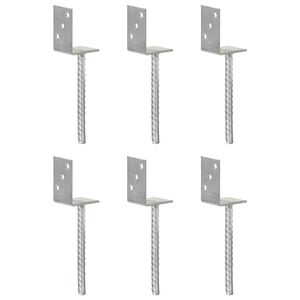 vidaXL Piquets de cl&ocirc;ture 6 pcs Argent&eacute; 8x6x30 cm Acier galvanis&eacute;