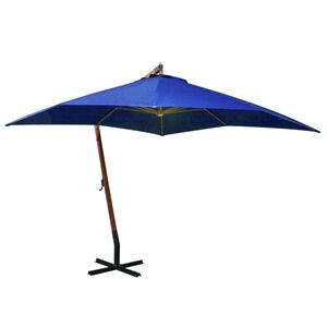 vidaXL Parasol de jardin suspendu avec m&acirc;t bleu azur&eacute; bois de sapin