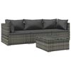 vidaXL Salon de jardin 4 pcs avec coussins r&eacute;sine tress&eacute;e gris