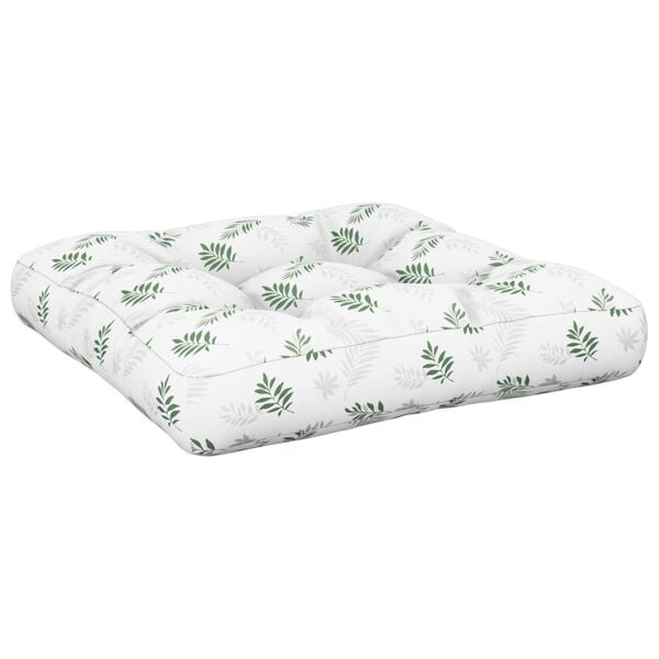 vidaXL Coussin de palette motif de feuilles 60x60x12 cm tissu