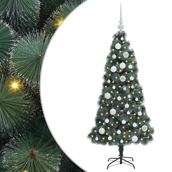 vidaXL Arbre de No&euml;l artificiel pr&eacute;-&eacute;clair&eacute; avec ensemble de boules