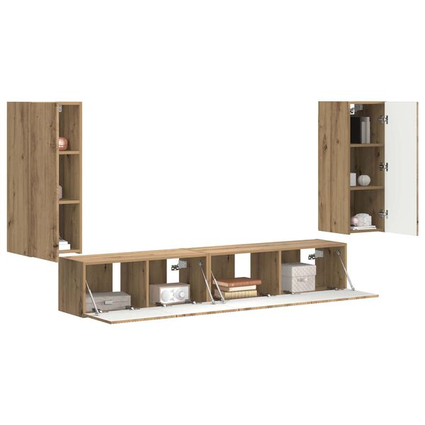 vidaXL Ensemble meuble TV 4 pcs Ch&ecirc;ne artisanal Bois d'ing&eacute;nierie