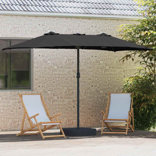 vidaXL Parasol de jardin Noir 385 x 209 x 244 cm Polyester