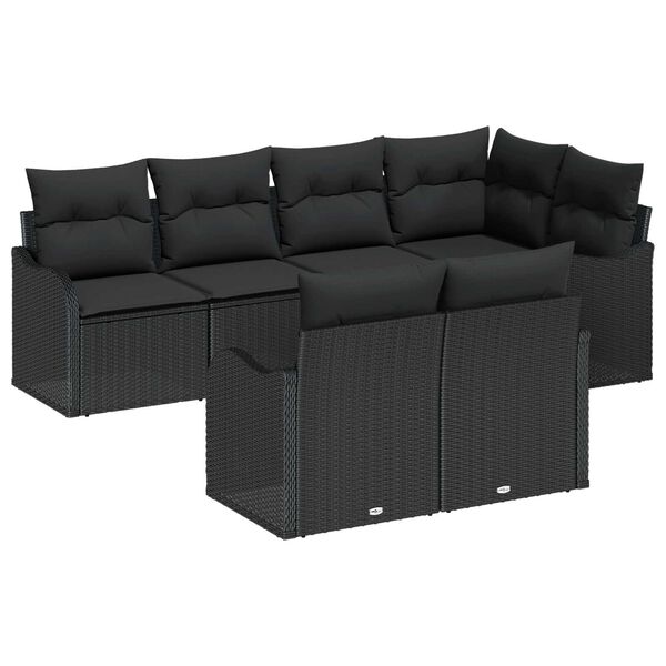 vidaXL Ensemble de canap&eacute; de jardin Noir polyrotin