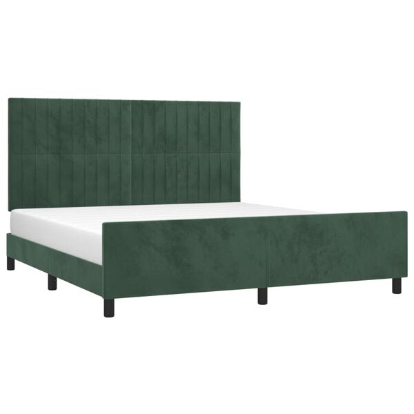 vidaXL Cadre de lit sans matelas vert fonc&eacute; 160x200 cm velours