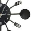 vidaXL Horloge murale et cuill&egrave;re avec fourchette Noir 40 cm Aluminium
