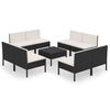 vidaXL Salon de jardin 9 pcs avec coussins R&eacute;sine tress&eacute;e Noir
