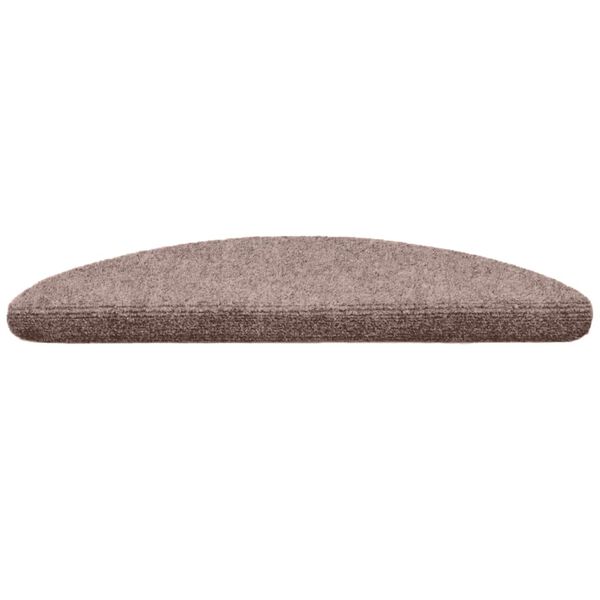 vidaXL Tapis d'escalier auto-adh&eacute;sifs 15 pi&egrave;ces 56 x 17 x 3 cm Marron clair Demi-rond