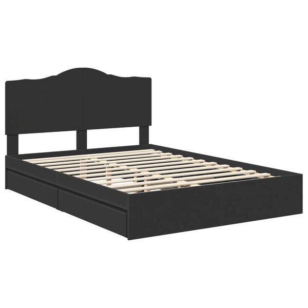 vidaXL Lit de Rangement Noir 140 x 190 cm Bois d'ing&eacute;nierie