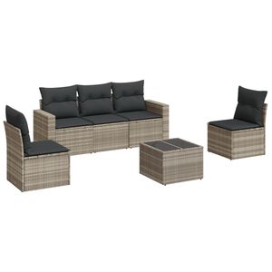 vidaXL Salon de jardin 6 pcs avec coussins gris clair r&eacute;sine tress&eacute;e