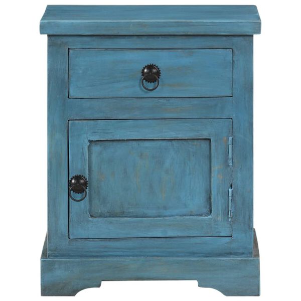 vidaXL Table de chevet Bois de manguier massif 40x30x50 cm Bleu