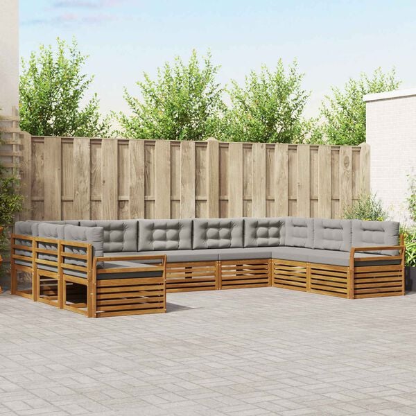 vidaXL Ensembles de canap&eacute;s avec coussin 9 pcs Gris Naturel et Clair