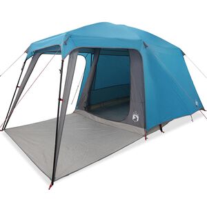 vidaXL Tente de camping avec d&ocirc;me porche 5 personnes bleu imperm&eacute;able