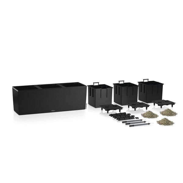 LECHUZA Jardinière TRIO Stone 30 ALL-IN-ONE Noir graphite