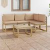 vidaXL Salon de jardin 5 pcs avec coussins beige