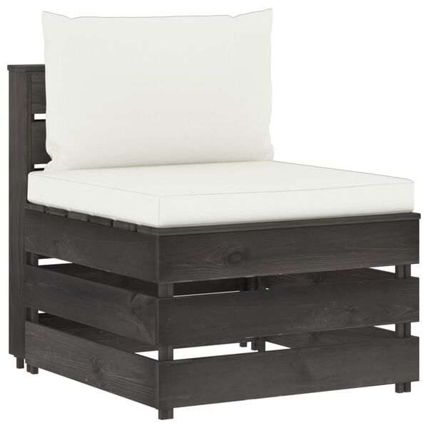 vidaXL Canapé central sectionnel avec coussins Bois imprégné de gris