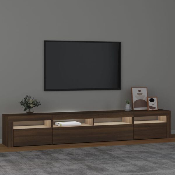 vidaXL Meuble TV avec lumières LED Chêne marron 240x35x40 cm