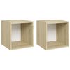 vidaXL Meubles TV 2 pcs blanc et ch&ecirc;ne sonoma bois d&rsquo;ing&eacute;nierie