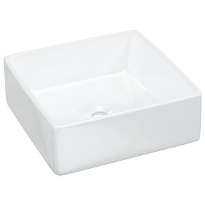 vidaXL Lavabo blanc 37x37x13 cm c&eacute;ramique carr&eacute;