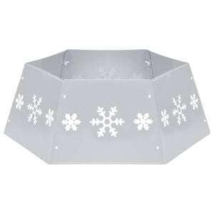 vidaXL Jupe de sapin de No&euml;l Argent&eacute; et blanc &Oslash;68x25 cm