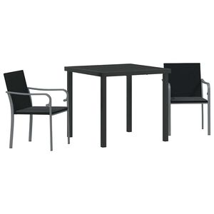 vidaXL Ensemble de salle &agrave; manger pour jardin 3 pcs Noir et gris