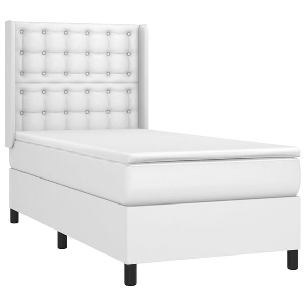 vidaXL Sommier &agrave; lattes de lit matelas LED Blanc 90x200cm Similicuir