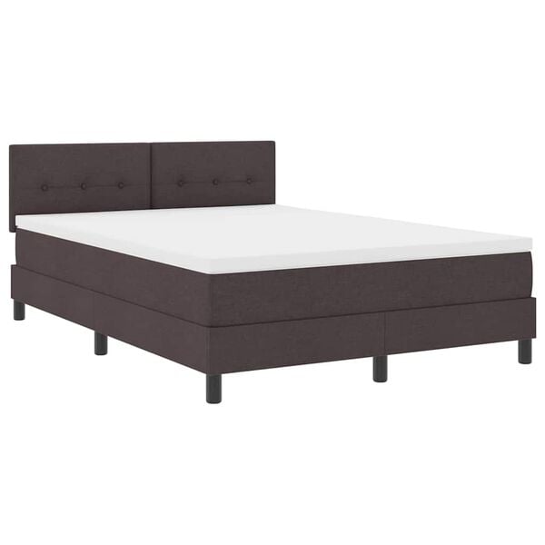 vidaXL Lit &agrave; ressorts avec matelas Marron fonc&eacute; 140 x 200 cm tissu