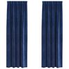 vidaXL Rideaux occultants 2 pcs Bleu fonc&eacute; 140 x 260 cm Velours